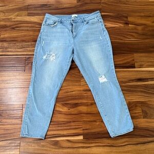 LOFT Light Blue Cropped Distressed Jeans